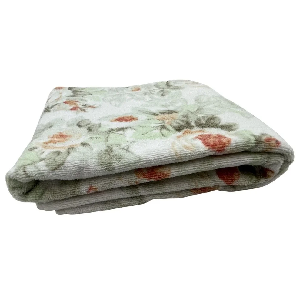 Martex Floral Bath Towel Fringe MCM JC Penneys Cotton Blend 44Lx25W‎ USA-Made